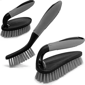 Nylon bristle scrub brush set for grout and corners